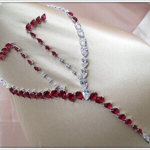 RUBY AAA GRADE GEMSTONE LADIES STUNNING NECKLACE EARRING SET PARTY BRIDAL